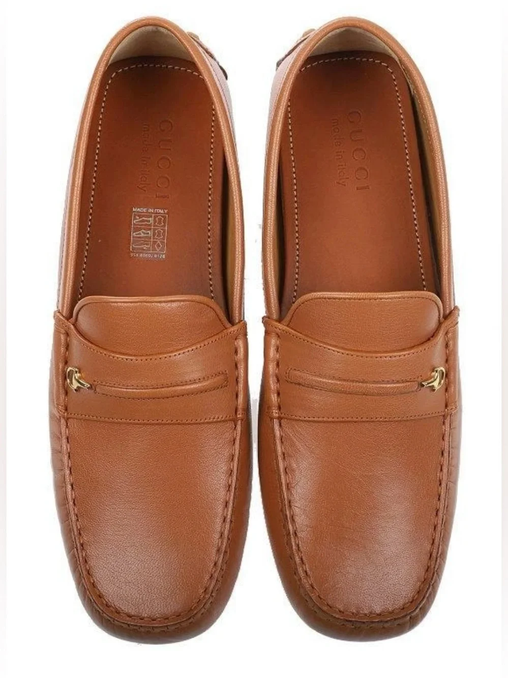 NEW GUCCI MEN CAMEL LEATHER HORSEBIT DETAIL MOCCASIN LOAFER SHOES 8/ US 8.5